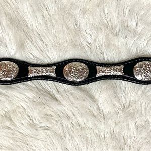 Southwestern Black Leather Belt 38